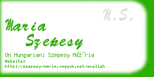 maria szepesy business card